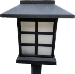 Solar-powered lights used to decorate the garden, Japan garden lantern lamp isolated on white background
