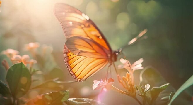 butterfly on flower footage