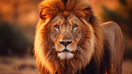 Intense Gaze of African Lion, Wildlife Conservation Icon