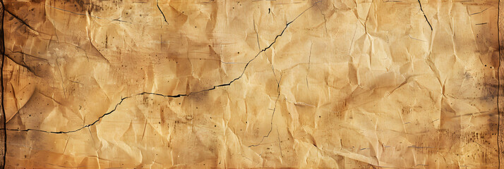 Fototapeta premium A closeup of a rectangular piece of old amber brown paper, resembling the texture of hardwood flooring. Tints and shades of beige create a unique pattern reminiscent of a rustic landscape