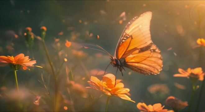 butterfly on flower footage
