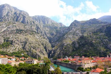Fototapeta na wymiar Kotor - Montenegro - fantastic view of the city in the mountains