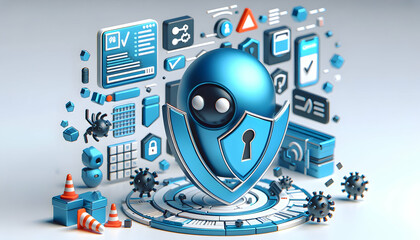 3D Cyber Security Icon: Data Deflector - Cutting-Edge Technology to Deflect Data Breaches, Isolated 