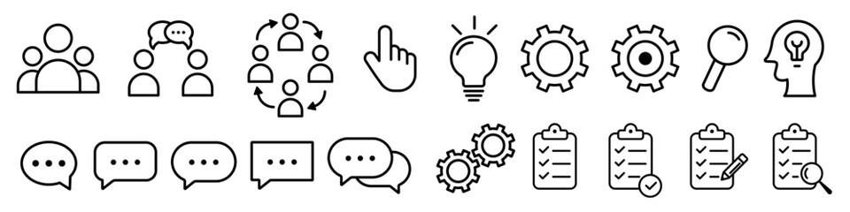 Set of 19 Business icons. Web and mobile icon. Business and Finance web icons in line style. Icon collection. Vector illustration EPS 10