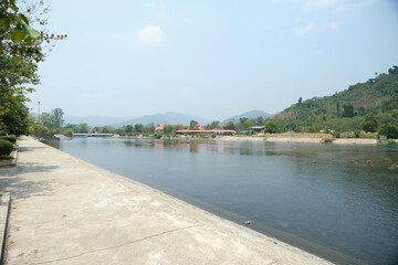 Fototapeta na wymiar Walkway floodgate area in Khun Dan Prakan Chon Dam.