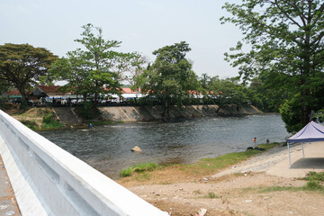 The small river at Khun Dan Prakan Chon Dam in summer season.