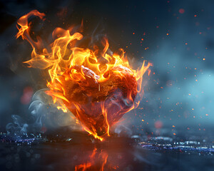 Fiery Heart Ablaze with Passionate Flames