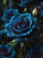 blue rose flowers close-up from Generative AI