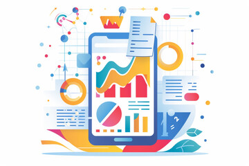 business analytic graph in device with report