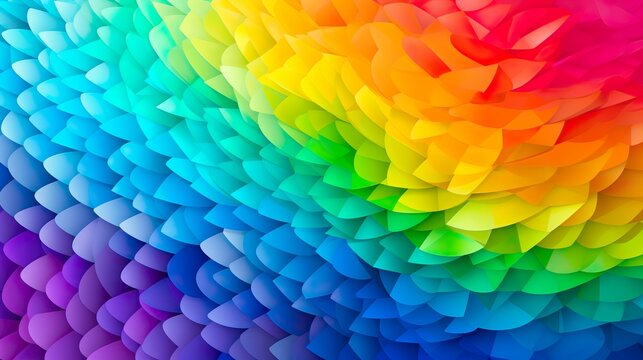 Vibrant, multicolored abstract background with a pattern resembling feathers or scales, radiating energy and creativity