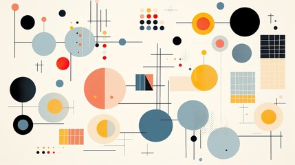 A large, expansive horizontal artwork with an abstract geomorphic composition featuring a multitude of shapes and colors