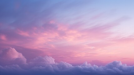 An ethereal skyscape with sweeping clouds in hues of pink and blue during twilight