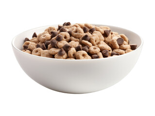 Chocolate Chip Cereal isolated on transparent png background. Generative ai