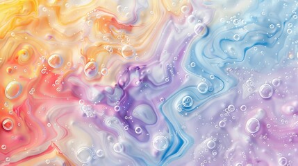 Foam bubbles texture background with abstract colorful marble.