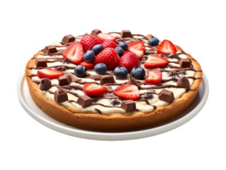 Chocolate Chip Fruit Pizza isolated on transparent png background. Generative ai