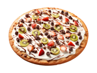 Chocolate Chip Fruit Pizza isolated on transparent png background. Generative ai