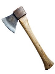 Axe with wooden handle isolated on transparent background