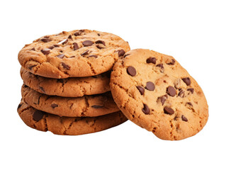 Chocolate Chip Protein Cookies isolated on transparent png background. Generative ai