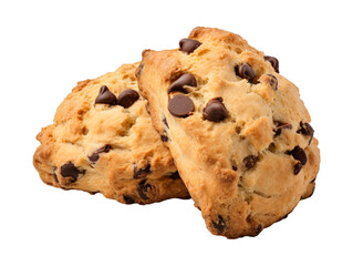 Chocolate Chip Scones isolated on transparent png background. Generative ai
