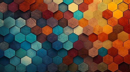 A warm gradient of colors on a hexagonal pattern creates a cozy yet dynamic backdrop