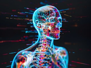 Digital Holographic Human Anatomy - obrazy, fototapety, plakaty
