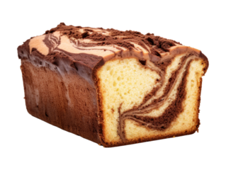 Chocolate Marble Cake isolated on transparent png background. Generative ai
