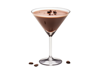 Chocolate Martini isolated on transparent png background. Generative ai