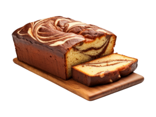 Chocolate Marble Cake isolated on transparent png background. Generative ai