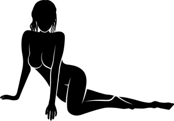 lying woman silhouette, physical exercise - 781289120