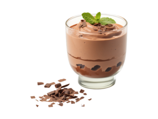 Chocolate Mousse isolated on transparent png background. Generative ai