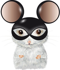 niedliche weiße Maus mit Maus Ohren Maske