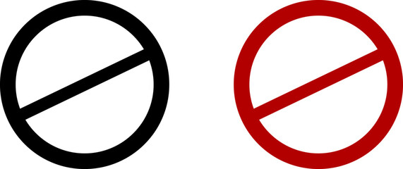 Sign forbidden. Icon symbol ban. Red circle sign stop entry ang slash line isolated on transparent background. Mark prohibited. Icon symbol ban. Mark prohibited.