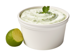 Cilantro Lime Ranch Dip isolated on transparent png background. Generative ai