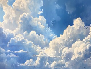 Serene sky, oil painting beauty