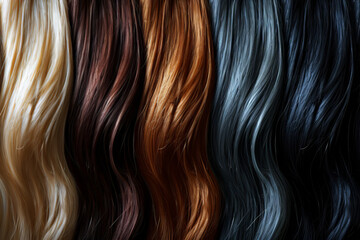 Naklejka premium Rich and Diverse Hair Colors in Various Shades and Curls