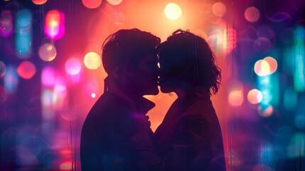 image for couple kissing in the style hiper realistic, in the qulaity 4k  - obrazy, fototapety, plakaty