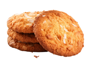 Coconut Cookies isolated on transparent png background. Generative ai