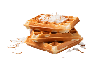 Coconut Waffles isolated on transparent png background. Generative ai