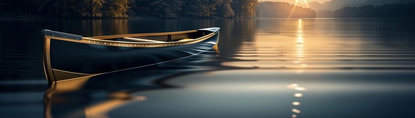 Serene canoeing on a calm river, tranquil, nature, sports - obrazy, fototapety, plakaty
