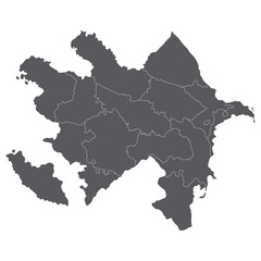 Azerbaijan map administrator map in grey color