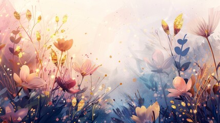 Obraz na płótnie Canvas Enchanting Wildflower Meadow in Dreamy Pastel Colors.
