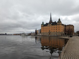 Stockholm waterfront with historic architecture