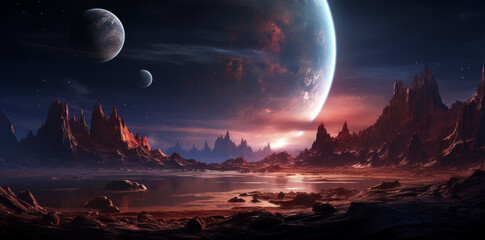 Otherworldly alien planet landscape