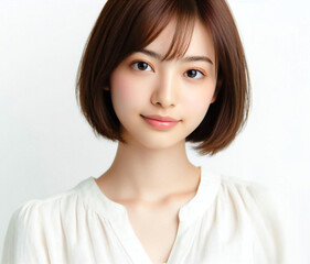 白いブラウスの美少女
