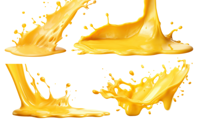 Set of melted cheese splashes cut out