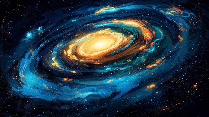 Astronomy: A 3D vector illustration of a galaxy with spiral arms