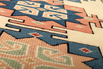 Textures and patterns in color from woven carpets - 781297353