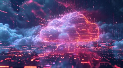 Cloud Networking: A visualization of data packets traveling through a virtual private network