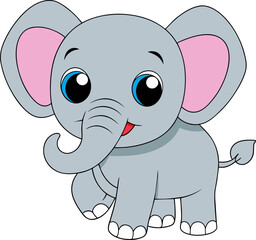 Obraz premium Cute baby elephant vector illustration png
