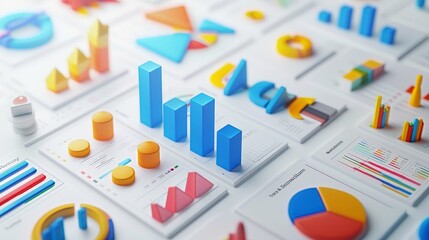 Infographic Template: A 3D vector illustration of a minimalistic infographic template